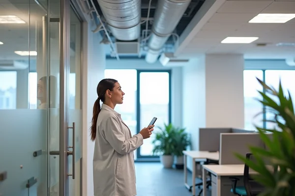 Indoor air quality testing and purification system installation in a commercial office setting