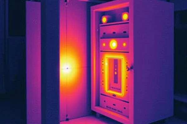 Thermal imaging inspection of electrical panel showing heat loss and inefficiencies