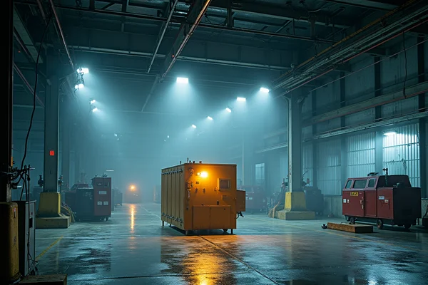 Explosion-proof lighting installation in hazardous industrial environment with specialized fixtures