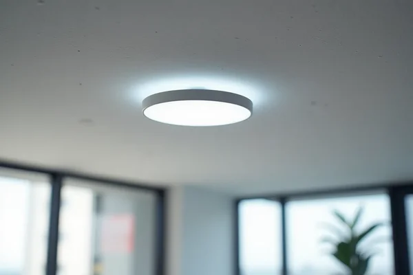 Wireless access point installation on office ceiling in modern workspace