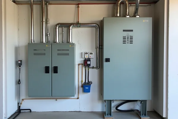 Generator switchboard installation with automatic transfer switch for commercial building