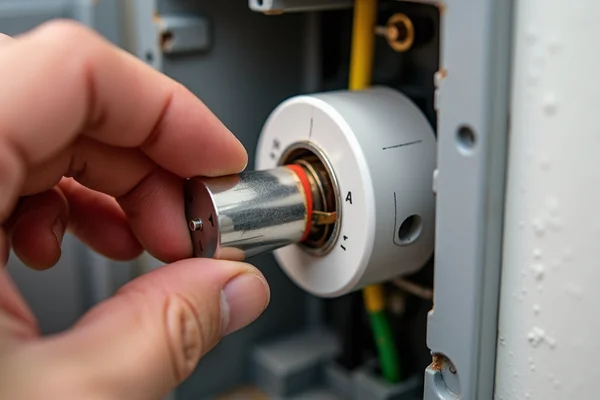 Close-up installation of AFCI circuit breaker designed to prevent electrical fires from arc faults