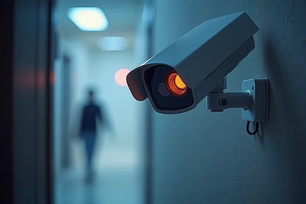 AI-powered security camera detecting and highlighting motion in frame with person identification