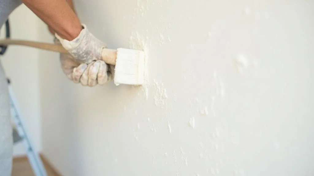 Close-up of professional plasterer repairing interior wall, smooth finish, quality workmanship
