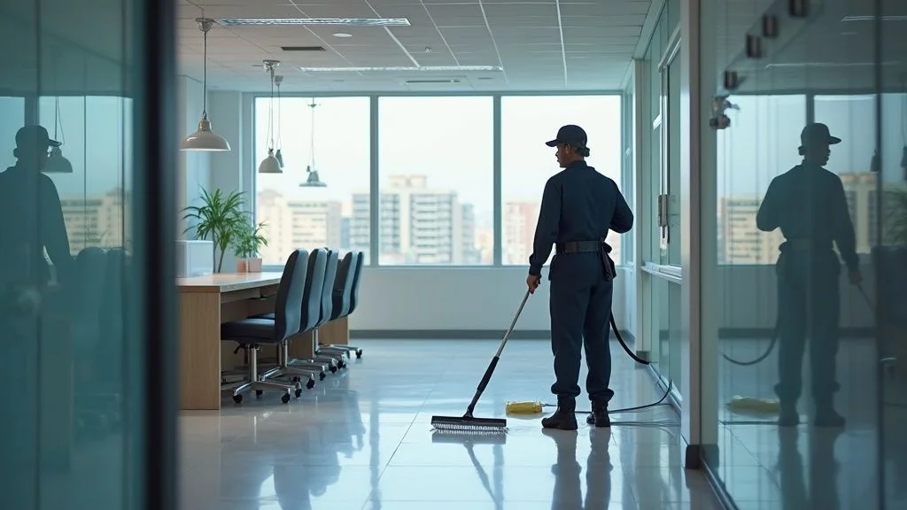 staff from a cleaning service company cleaning a home