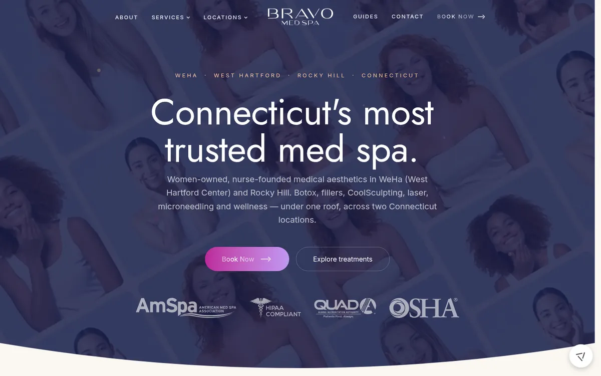 Bravo MedSpa homepage: a med spa in West Hartford and Rocky Hill, Connecticut