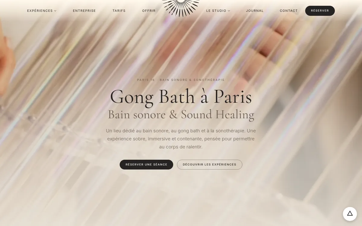 Résonance homepage: a gong bath and sound healing studio in Paris