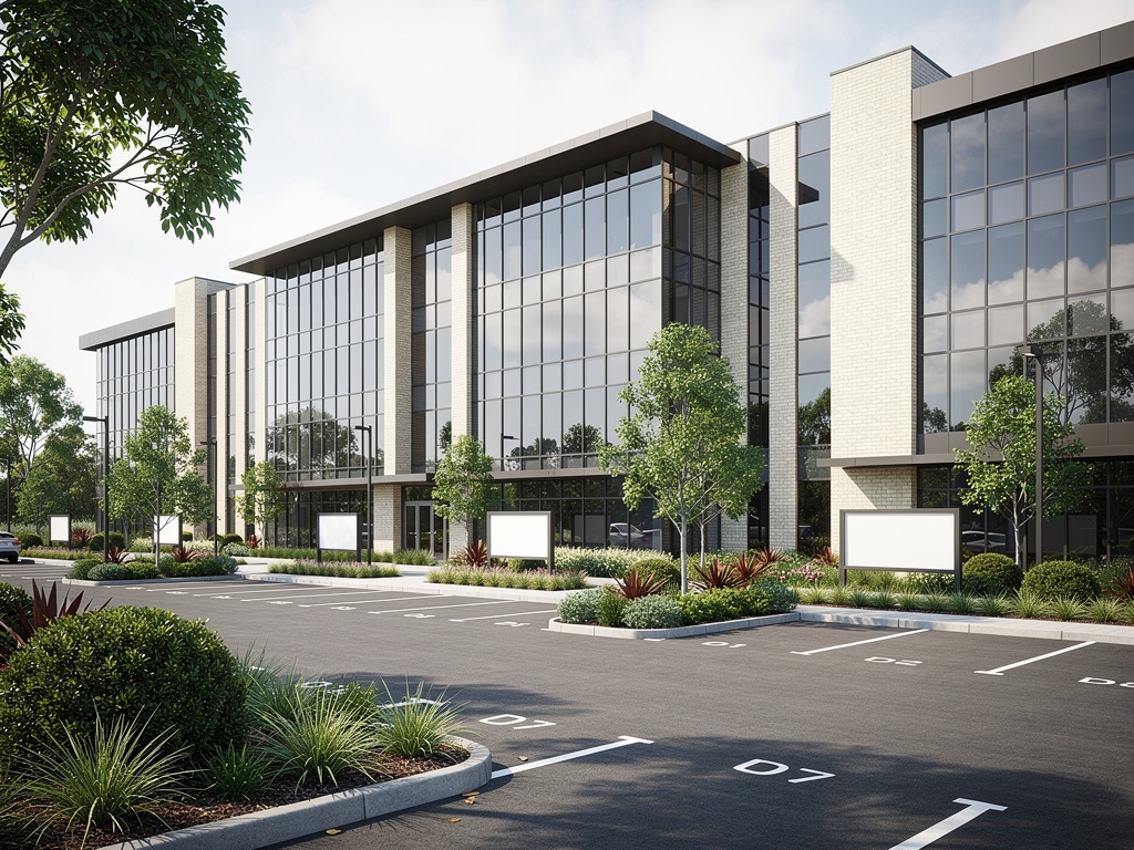 Modern commercial strata building exterior with landscaped grounds and car park — professional commercial property management in Lake Macquarie