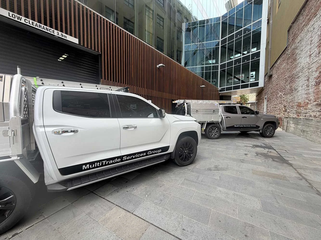 MultiTrade Services Group branded vehicle at commercial job site