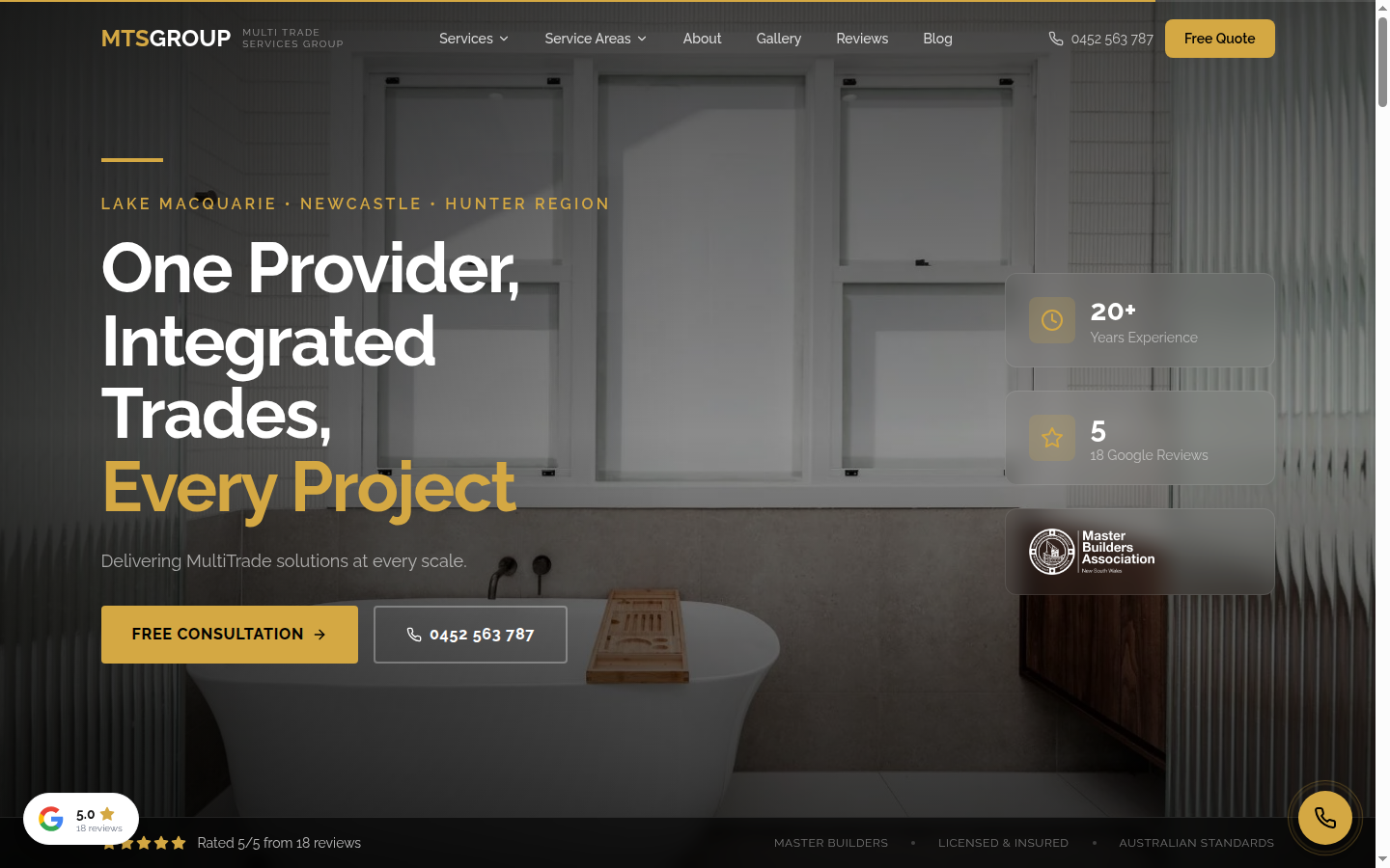 MTS Group homepage — multi-trade services, Lake Macquarie & Hunter Region