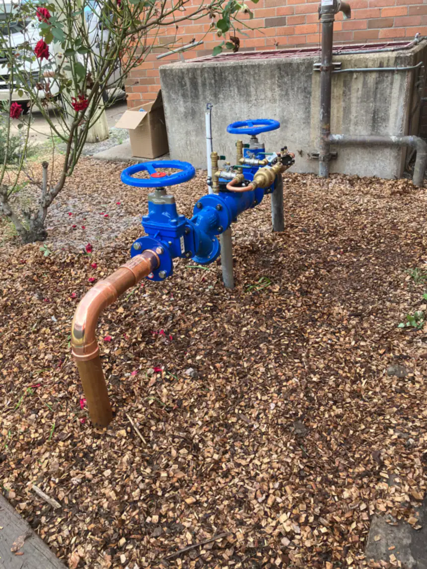 Backflow prevention device installed and tested by Vicinity Plumbing